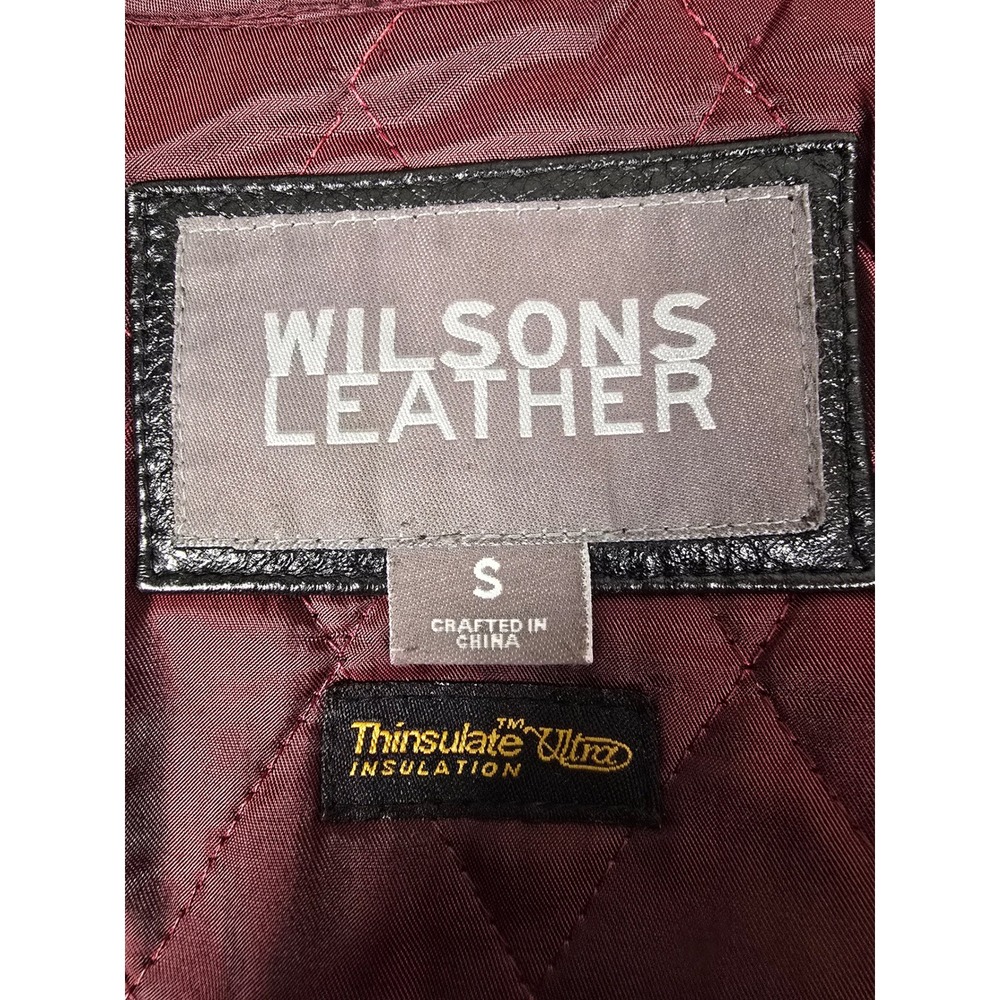 Wilsons Leather Trench Coat Belted Black Women's Size Small Thinsulate Lined - Picture 10 of 15